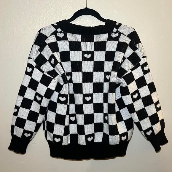Kuromi Checkered Cardigan Black and White - Picture 3 of 3